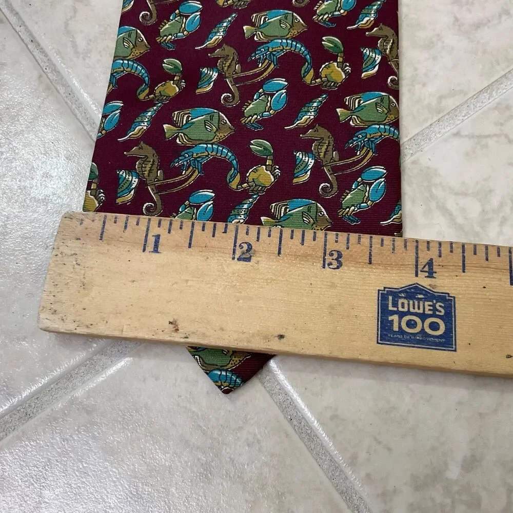 VTG Christian Dior Monsieur 100% Silk Tie Rare Novelty ocean Print USA 59”